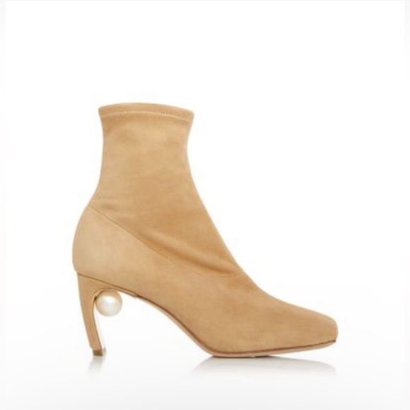 Nicholas Kirkwood Women’s Maeva Faux Pearl Stretch Booties. Color: Hazel. NWB. - Picture 7 of 16